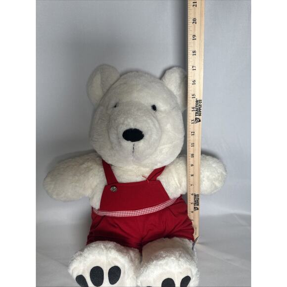 VTG 1986 Thalhimers "Snow Bear" w/ Red Vest & Bow~ 20" Stuffed Teddy Bear - Picture 5 of 6